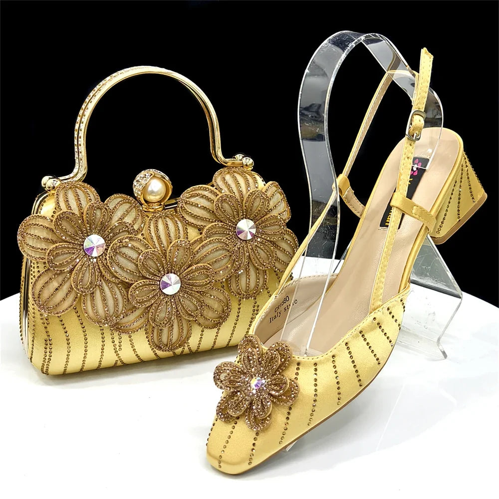Doershow Italian Shoe and Bag Set New 2025 Women Shoes and Bag Set In Italy GREEN Italian Shoes with Matching Bag HW1-1