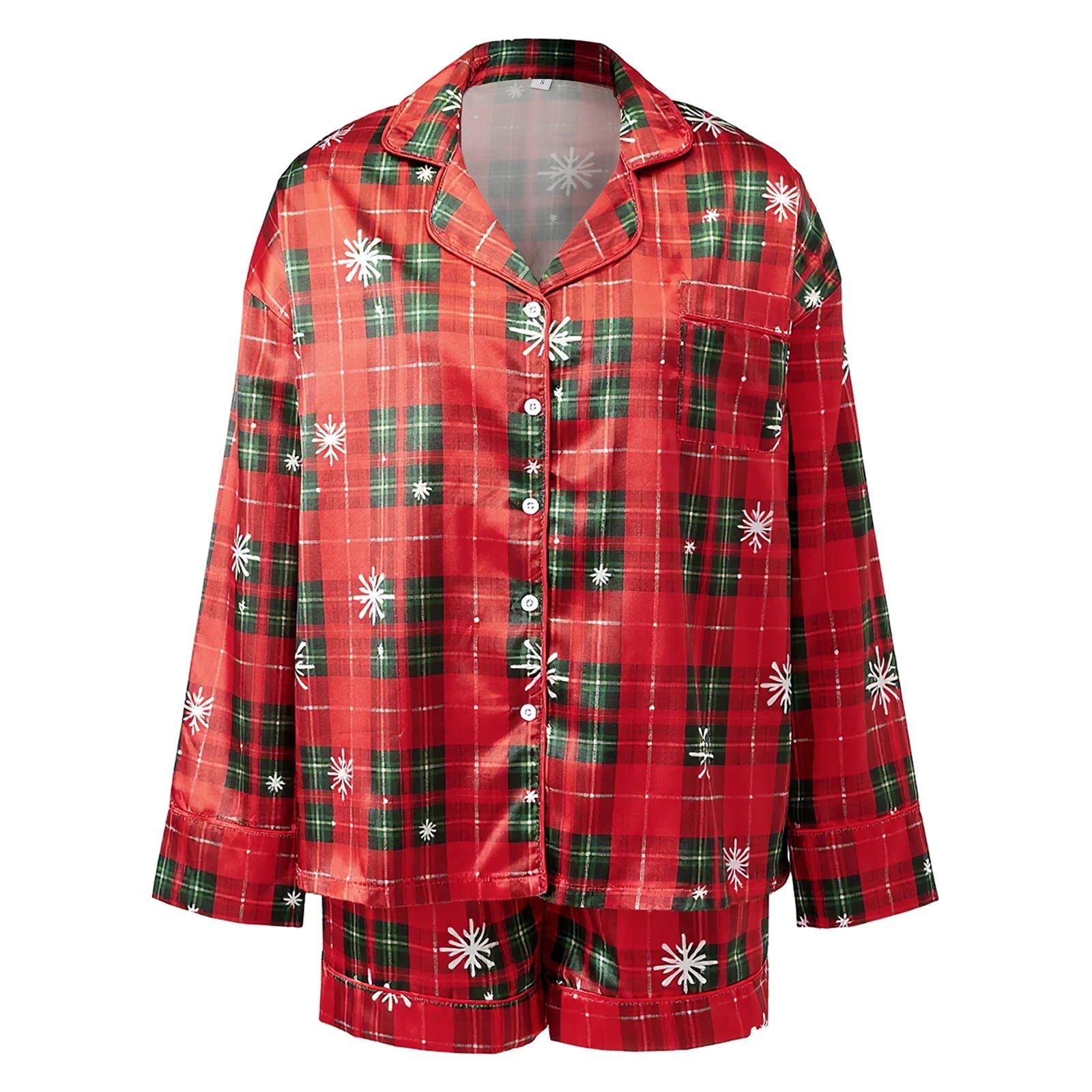 Women’s 2025 2 Piece Christmas Pajamas Set Long Sleeve Button Down Shirt + Shorts Set Summer Fall Lounge Clothes