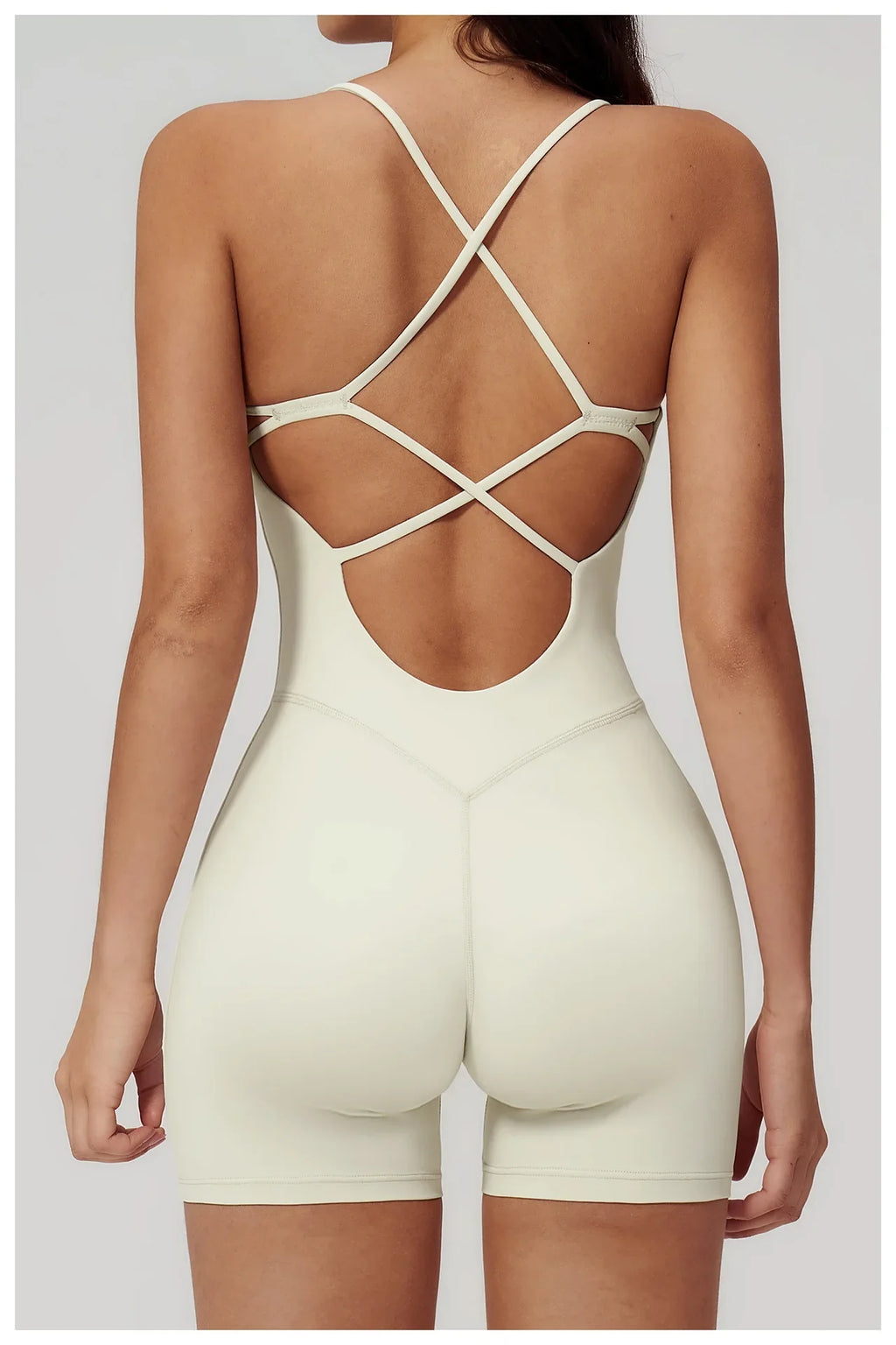 Summer New Hollow Open Back Criss Cross Yoga Jumpsuit Women Outdoor Solid Sleeveless Hip Lifting Pleate Sports Fitness Suits