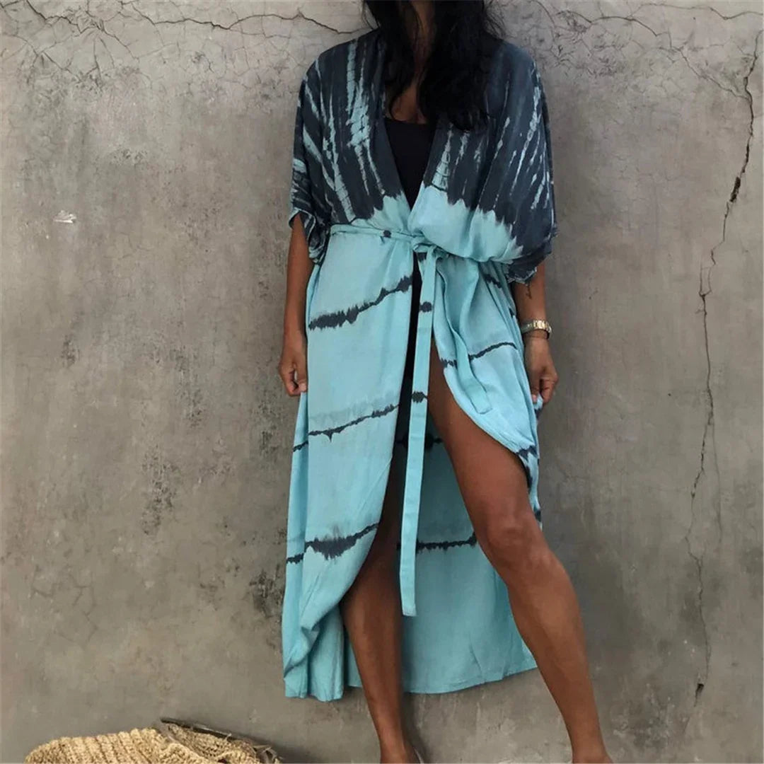 17 Colors Leopard Printed Colorful With Belt Tunic Cover-ups Beach Dress Beach Wear Beachwear Female Women Beach Cover Up V4510L