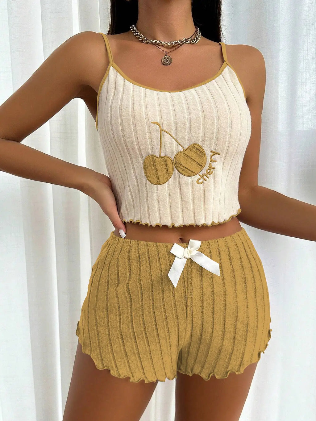 Summer Women Casual Summer 2pcs Pajamas Set Halter Vest Tops and Shorts Set Home Wear Sleepwear Loungerwear
