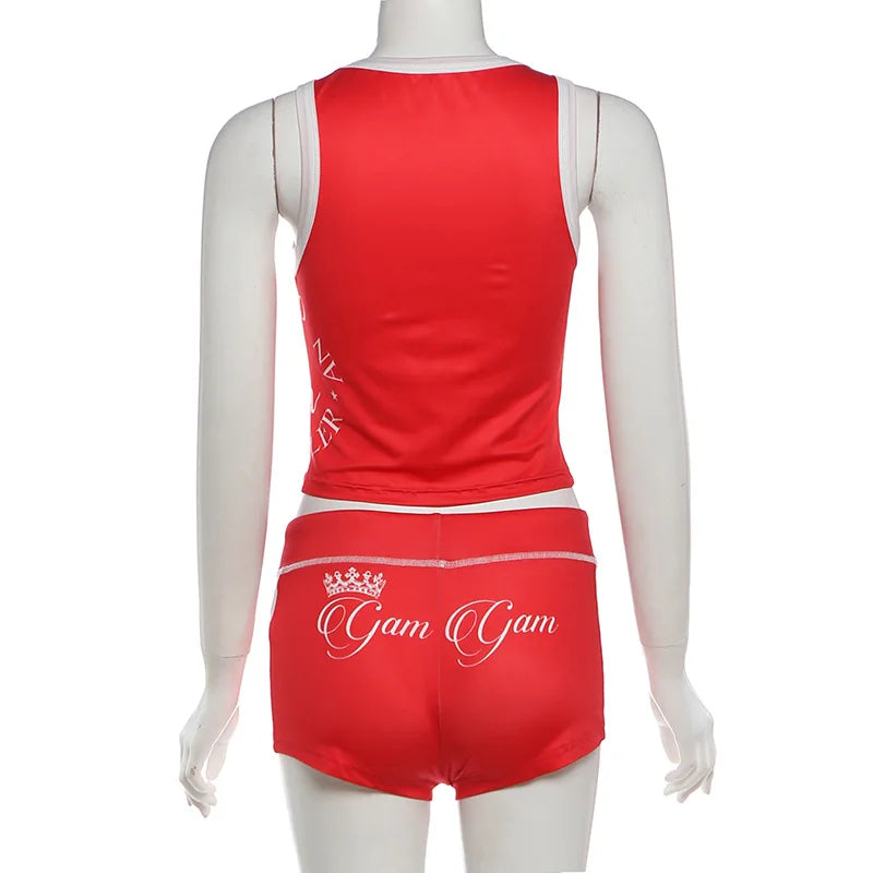 European and American 2026 Spring and Summer Casual Contrast Color Halter Backless Top High Waist Butt Lifting Shorts Set