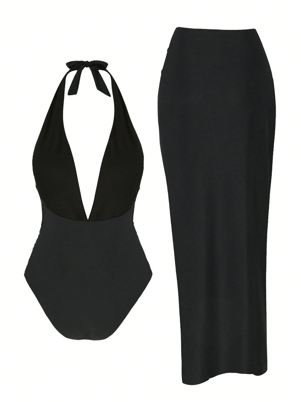 2026 Halter One Piece Swimsuit & Beach Skirt Sexy Backless Swimwear Women Bathing Swimming Swim Suit Female Summer Beachwear