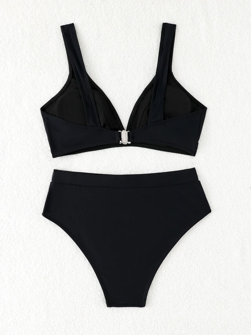 2026 High Waist Bikinis Women V-neck Swimwear Female Sexy Strappy Swimsuit Solid Bathers Bathing Swimming Swim Suit Beachwear