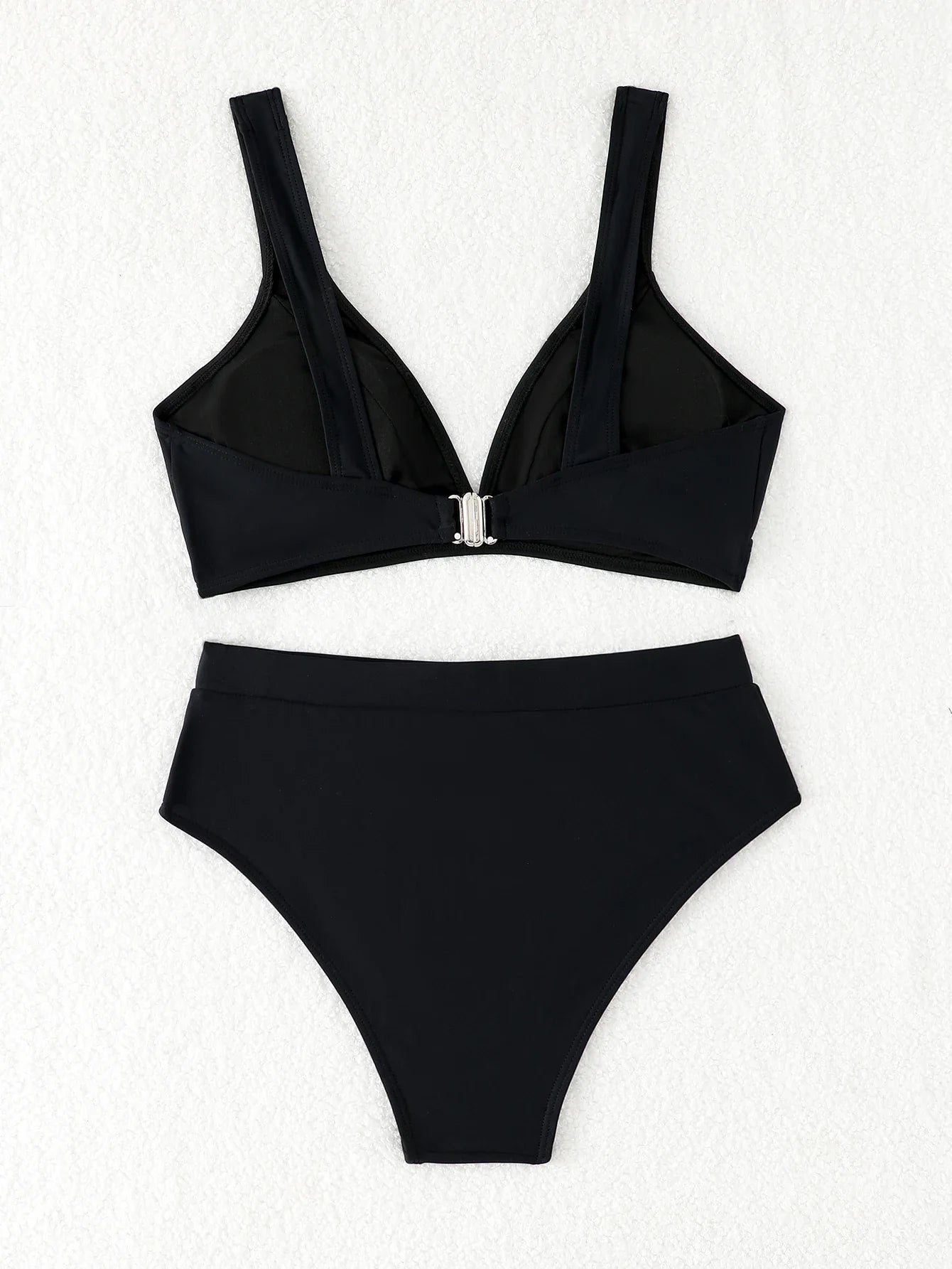 2026 High Waist Bikinis Women V-neck Swimwear Female Sexy Strappy Swimsuit Solid Bathers Bathing Swimming Swim Suit Beachwear