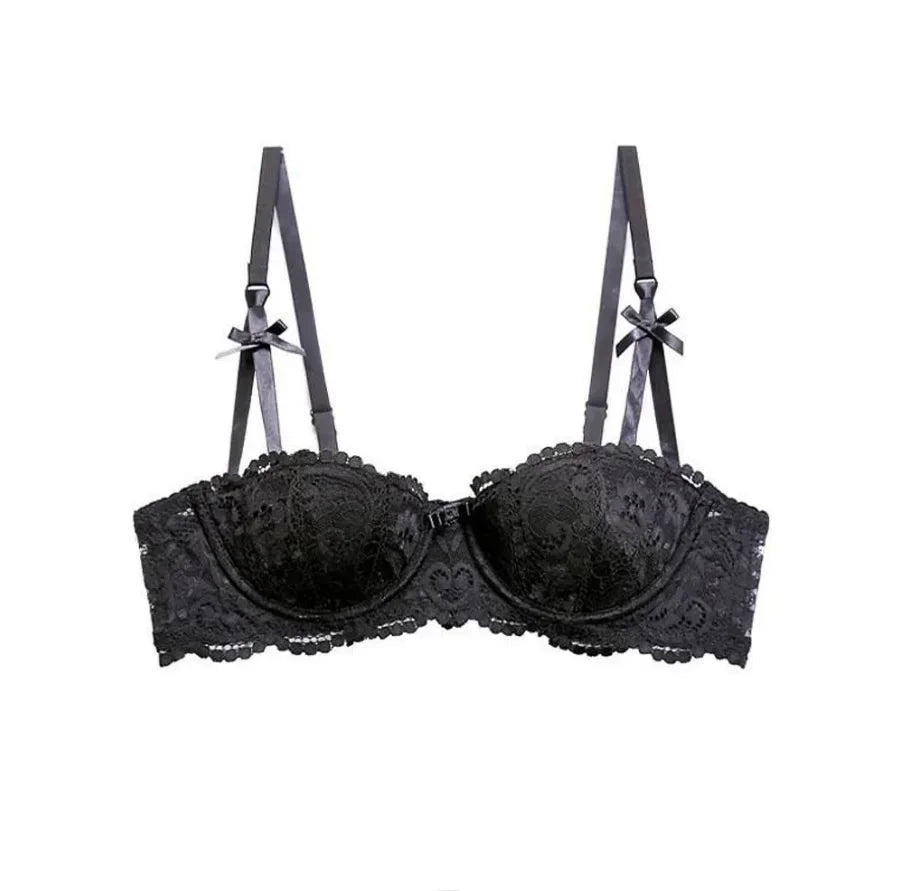 Women's Bras Sexy Lace Half Cup Push Up French Style Lingerie Solid Soft Deep V Top Breathable Comfortable Closure Thin Bralette