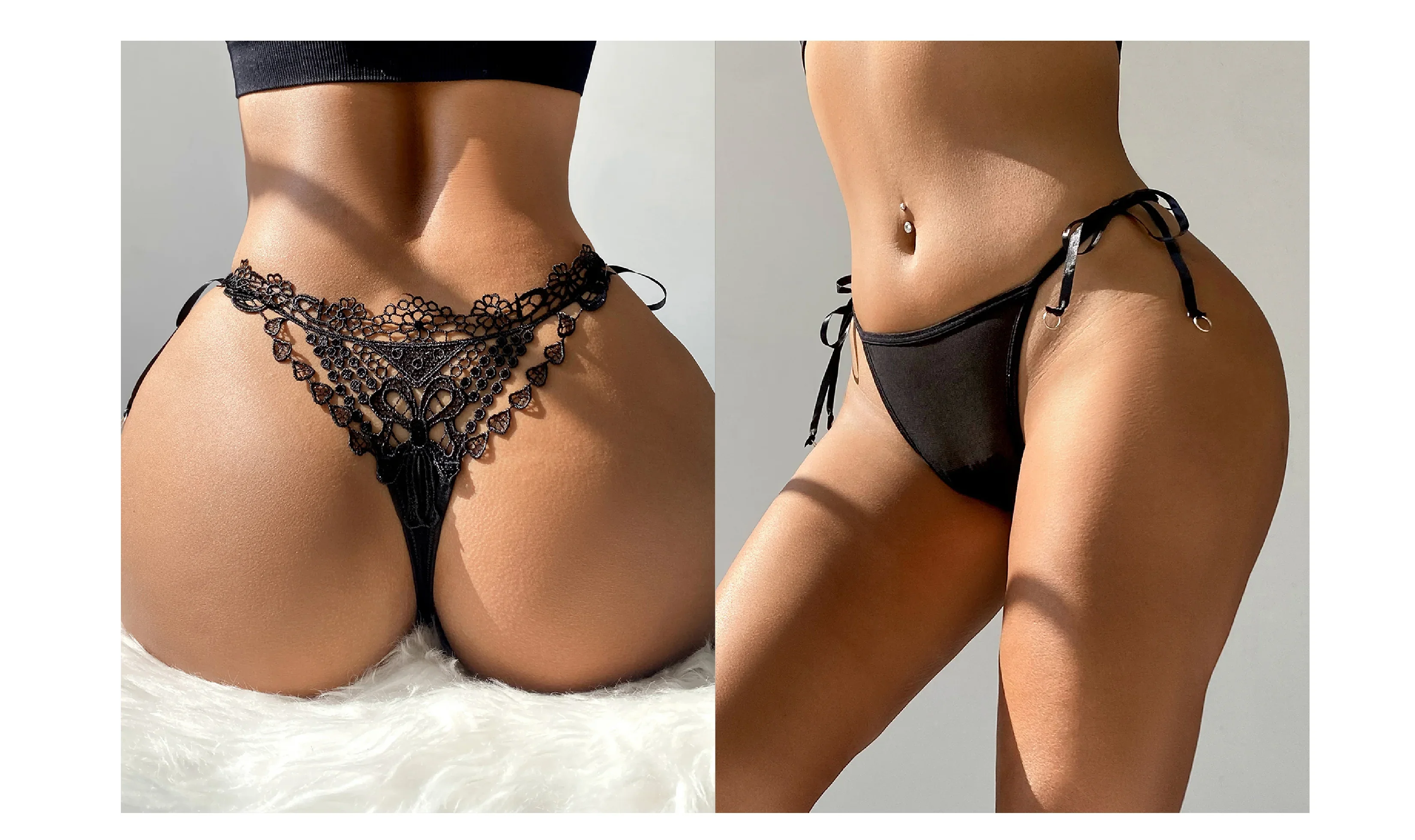 Women‘s Mesh Lace Panties Plus Size M-3XL Sheer Embroidered Flowers Low Rise Sexy Underwear with Ribbon Metal Ring Daily Wear