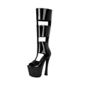 Summer Women Platform Tall Gladiator Sandals Knee High Cut Out Thin Heeled Rome Sexy Nightcllub Pole Dance Shoes 43