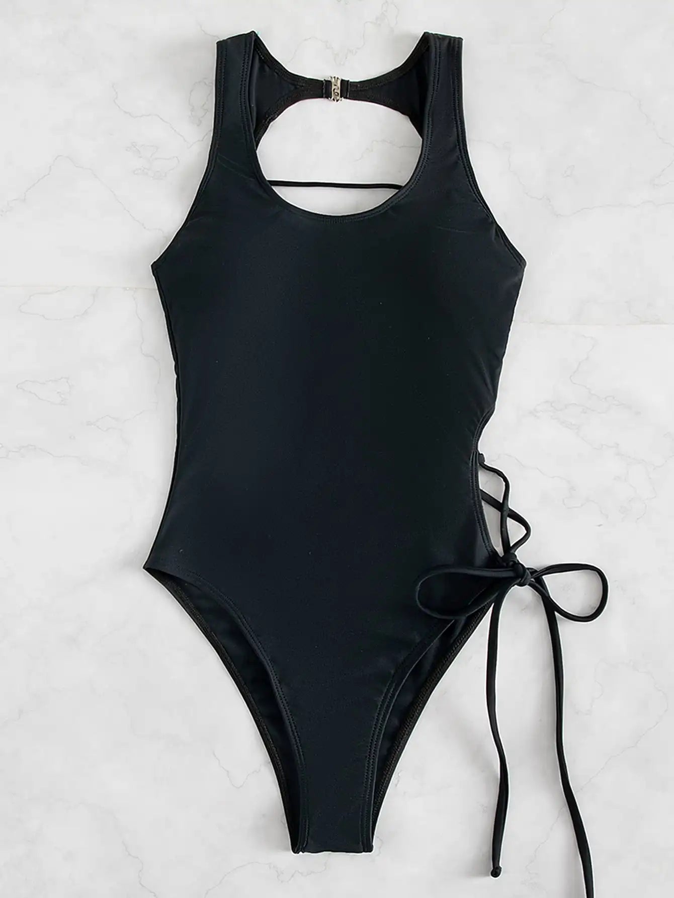 2026 Print Lace Up Back Swimsuit One Piece Solid Swimwear Women Bathing Swimming Suit Female Padded Summer Beachwear Bodysuit