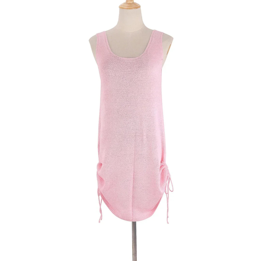 20 Colors Backless Lace Up Crochet Knitted Tunic Beach Cover Up Cover-ups Beach Dress Beach Wear Beachwear Female Women V5479