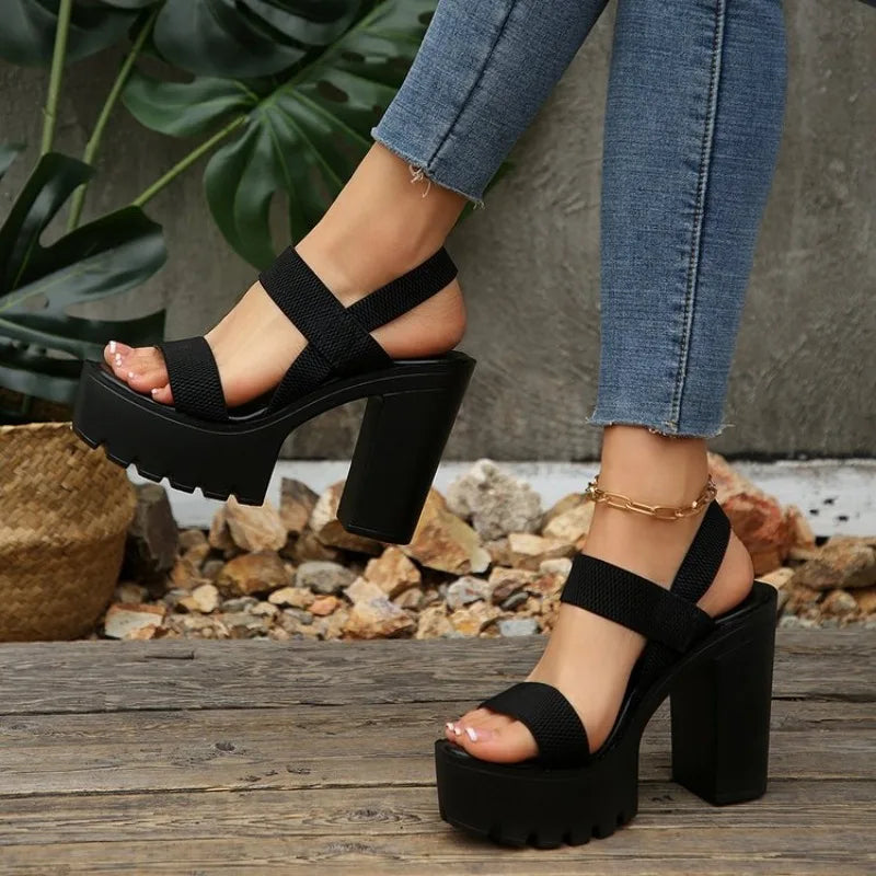 2026New model for ladies  High Heel Fish Mouth Women's Sandals Plus Size 414243  Thick Heel Casual Sho