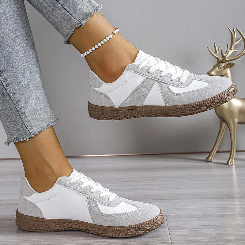 2025 New Patchwork Flat Heel Sneaker Women Spring Autumn Soft Sole Casual Shoes Woman Lace Up Non Slip Tennis Running Shoes