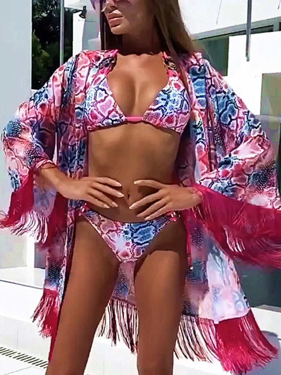 2025 Snake Print Halter Crystal Diamond Bikini Women Swimsuit Female Swimwear Two pieces Bikini set Bather Bathing Suit Swim