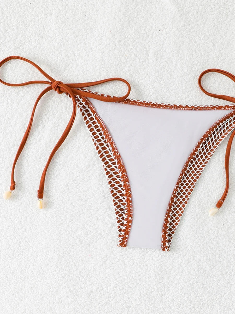 2026 Halter String Triangle Bikini Women Sexy Swimwear Female Mesh Swimsuit Solid Bathers Bathing Swimming Swim Suit Beachwear