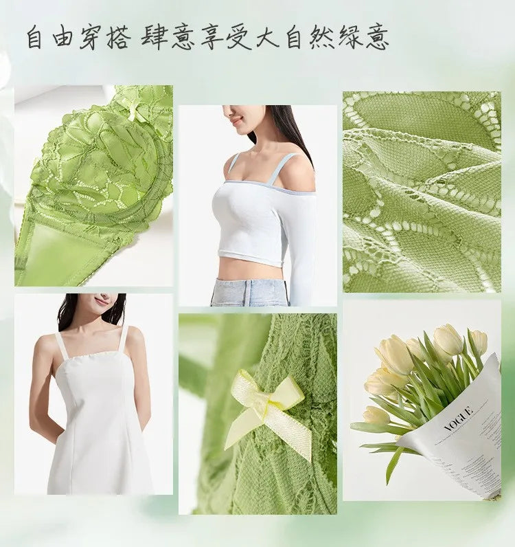 Full Bust French Lace Bralette Wireless Support for Women Plus Size Full Coverage T-Shirt Bra Anti Sagging Comfort MOYISU Sexy