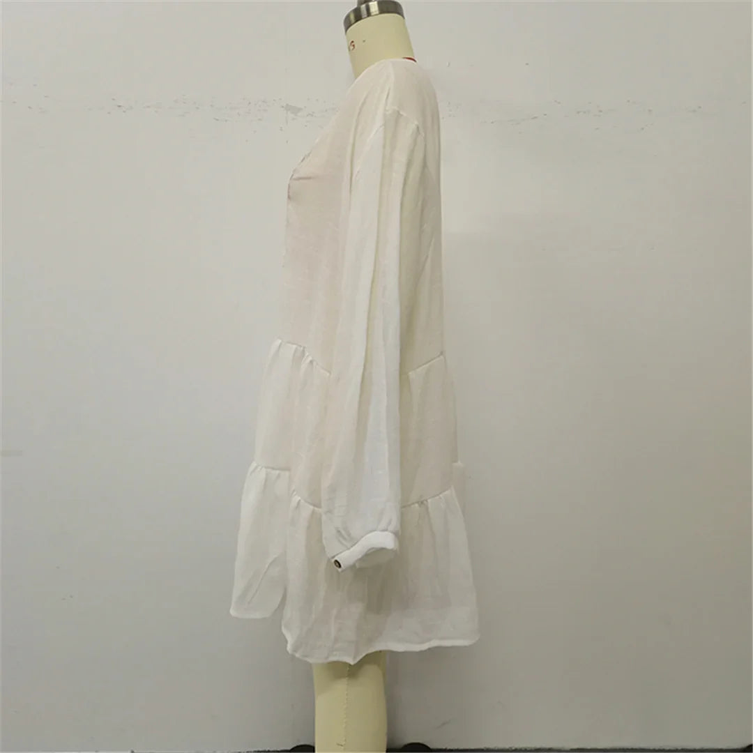 2025 Long Sleeve Hollow Out Crochet Knitted Tunic Beach Cover Up Cover-ups Beach Dress Beach Wear Beachwear Female Women K6674