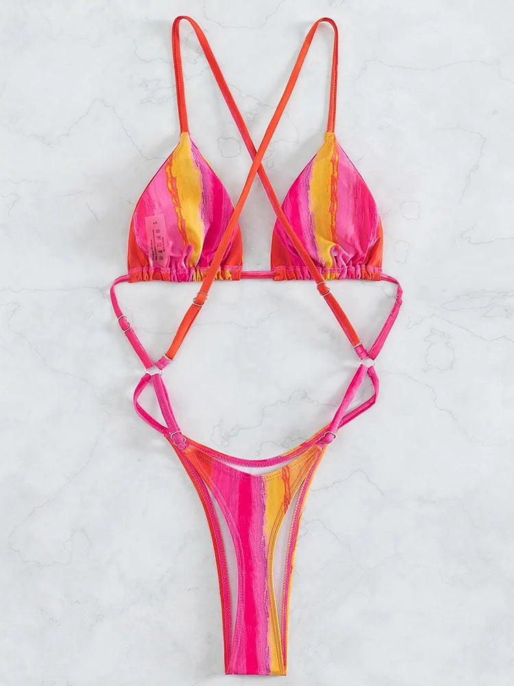 High Cut Out G String Female Swimwear One Piece Swimsuit Women Mini Micro Thong Monokini Bather Backless Bathing Suit Swim Wear