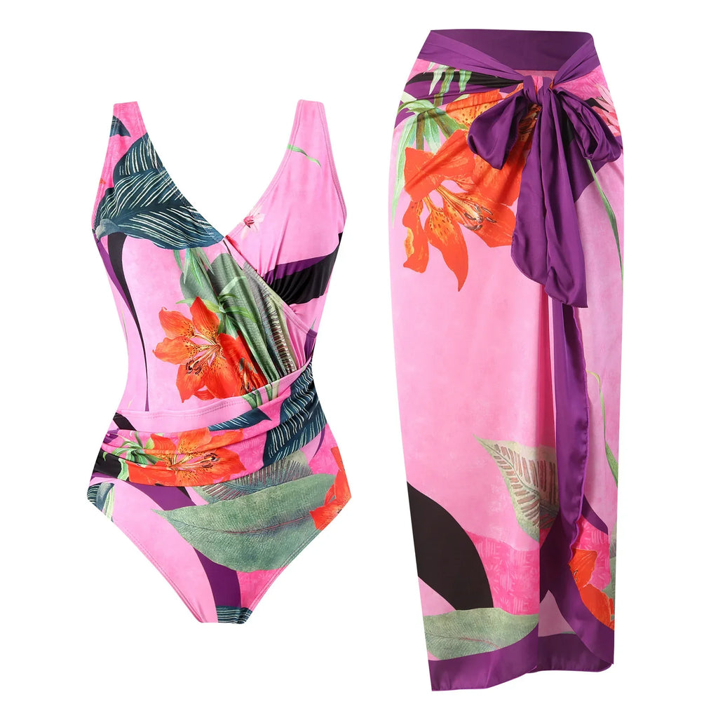 2026 Print Swimsuit One Piece & Swim Dress Sexy Swimwear Women Bathing Suit Padded Beachwear Swimming Summer