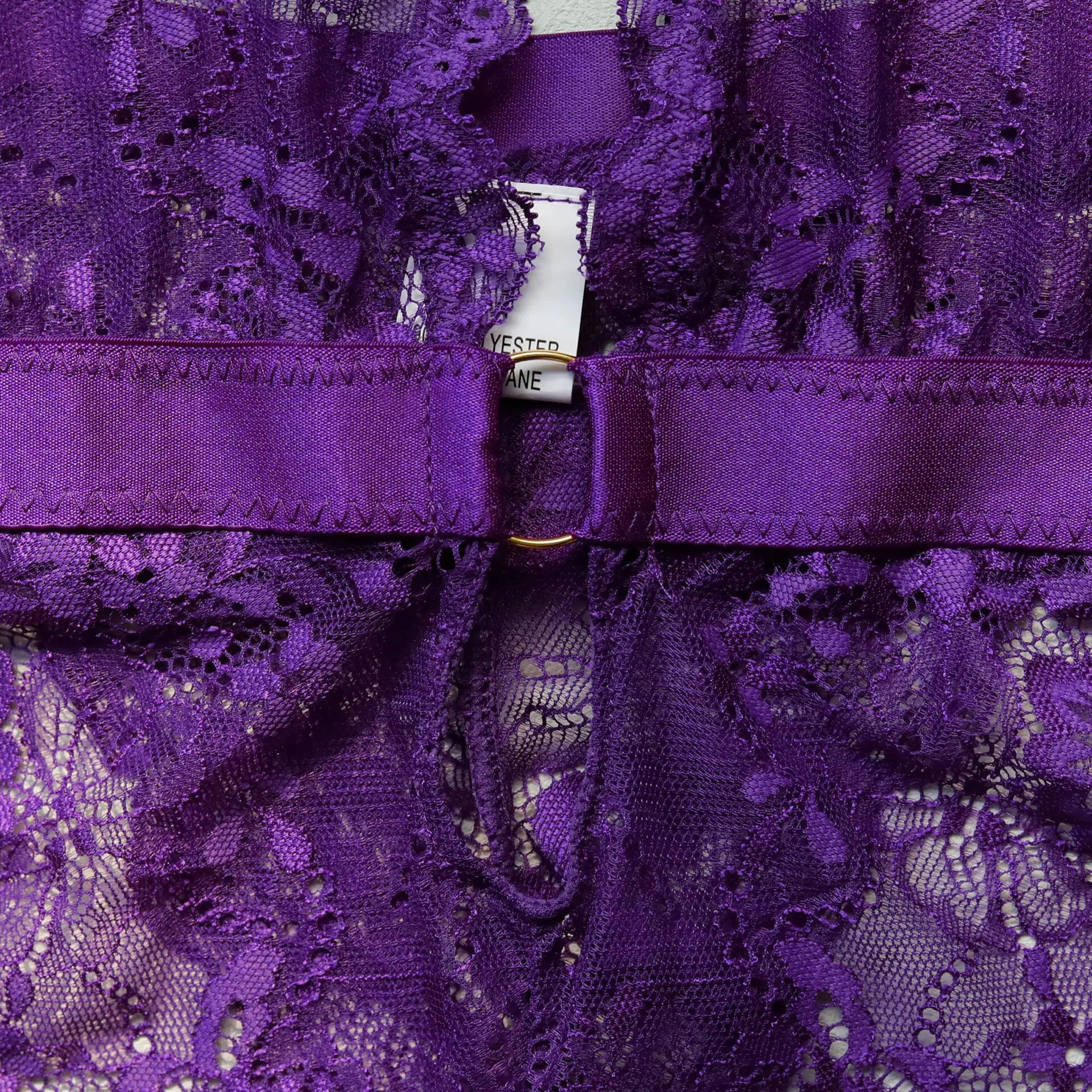 New Purple Sexy Lace Bodysuits Deep V Neck Halter Mesh Solid Color Bodysuits Charming  Pure Desire Transparent Flower Print OOB5