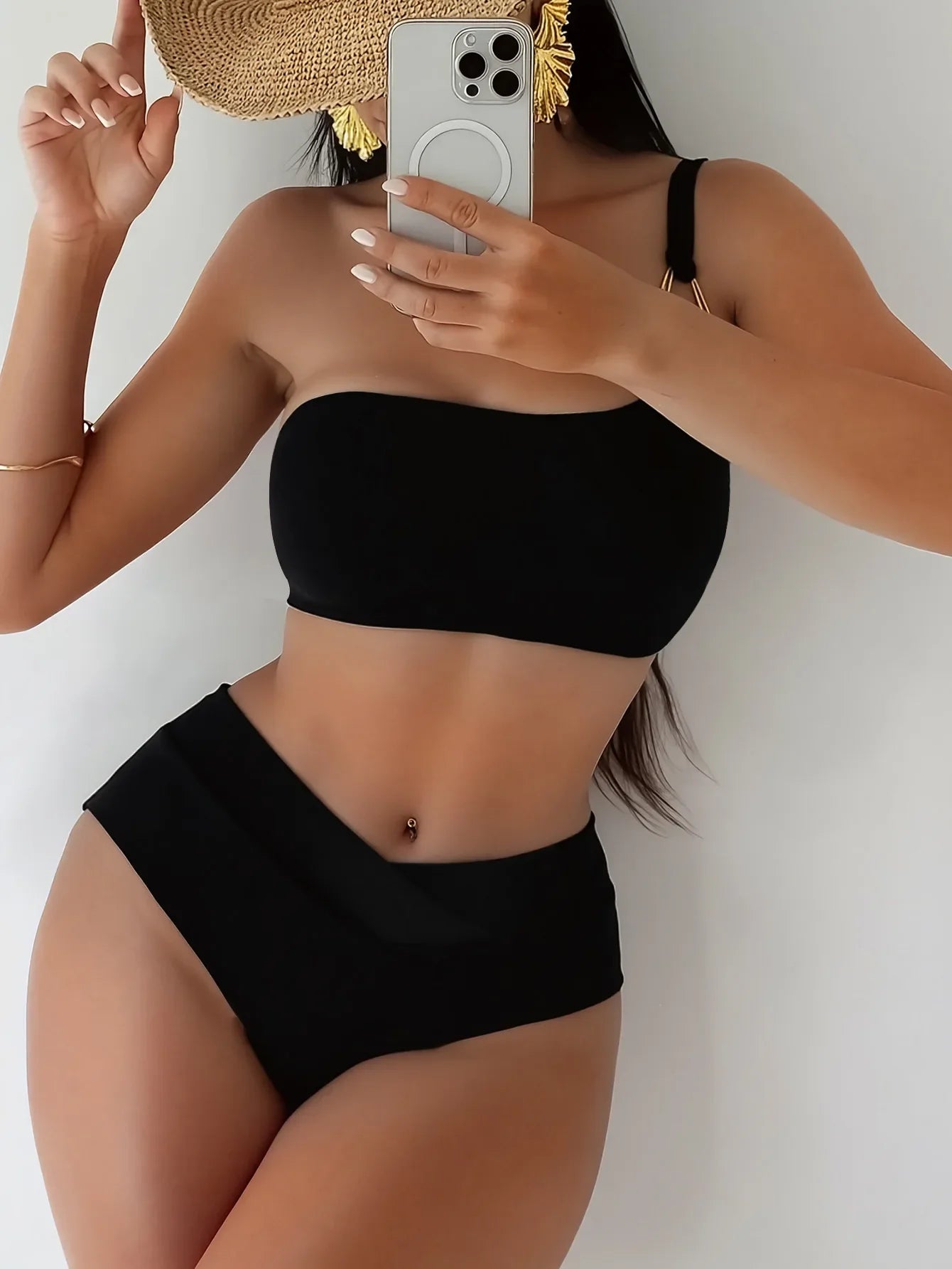 Sexy Metal Buckle One Shoulder Bikini Set 2026 Women Push Up Cross High Waist Swimsuit Summer Bathing Suit Two Piece Swimwear