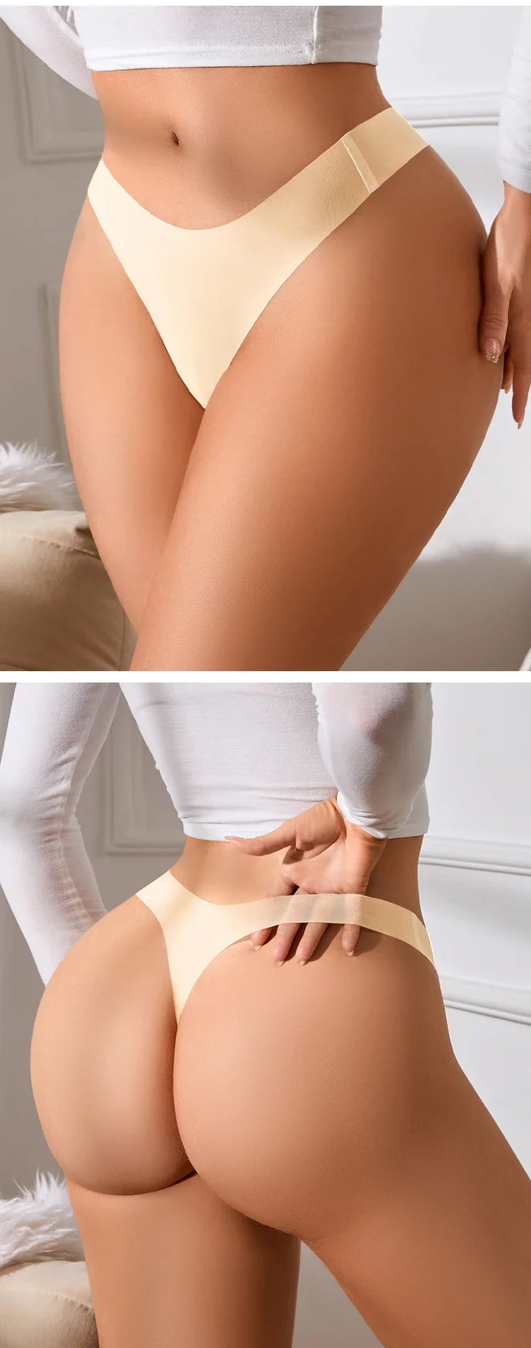 Girls Briefs Seamless Women Panties Sexy G String Ice Silk Underwear T Back Sports Yoga Thong Traceless Plus Size S-XL
