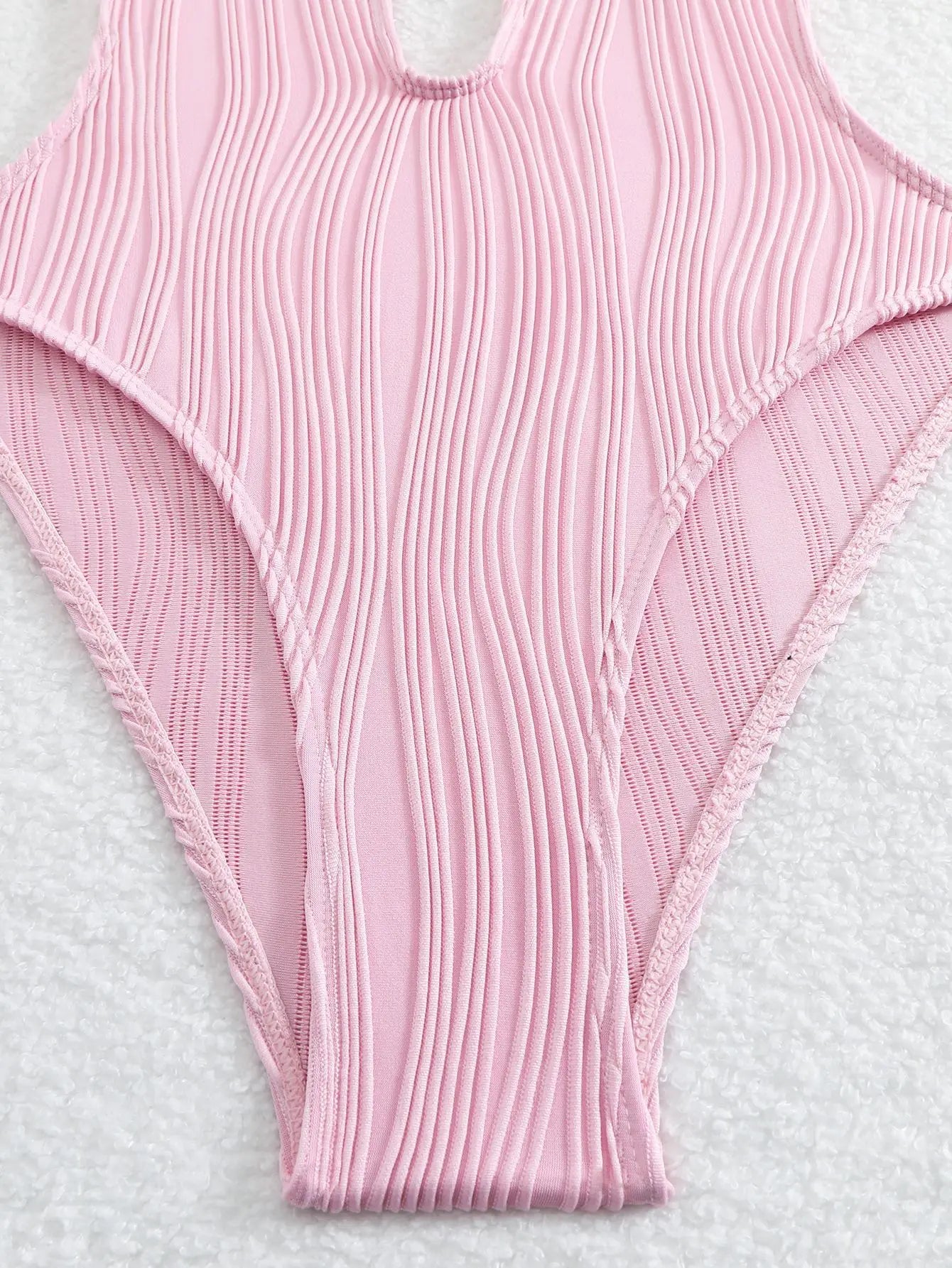 S - XXL Halter V Neck Wrinkled Female Swimwear One Piece Swimsuit Women Backless Monokini High Cut Bathing Suit Swim Beach Wear