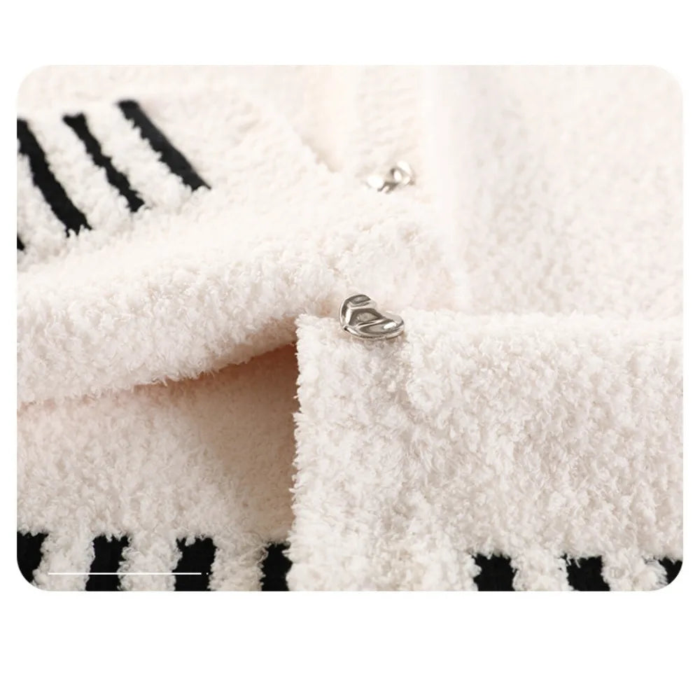 Women's Autumn and Winter Pajamas 3-Piece Set Soft and Half Velvet Thickened and Warm