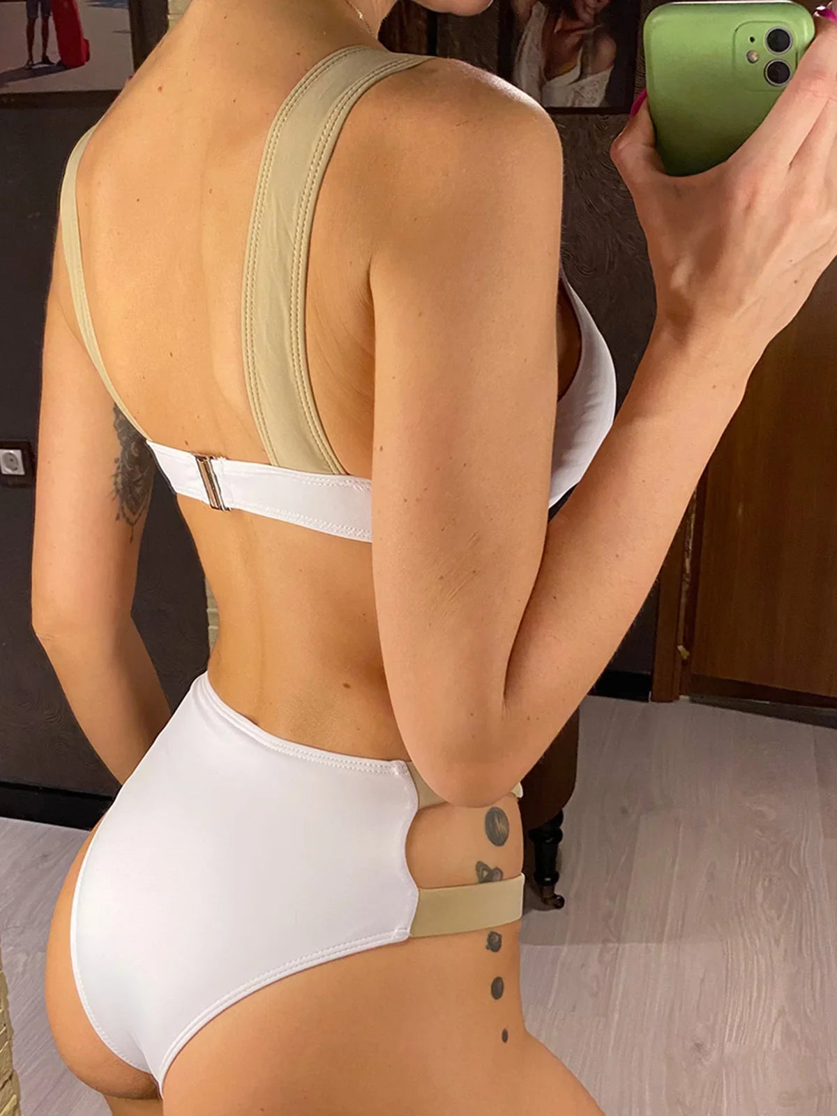 Sexy Splicing Asymmetric V Neck Bikini Women Swimwear Female Swimsuit Two-pieces Bikini set Bather Bathing Suit Swim Lady V3435