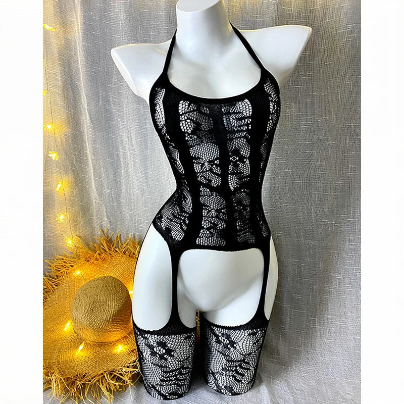 1PC Women Sexy Fishnet Beach Cover Up Hollow Out Bodycon Bodysuit See Through Summer Swimwear