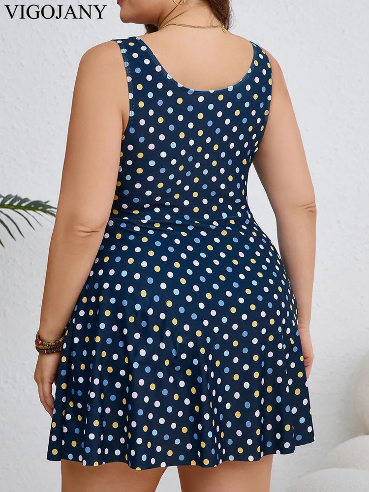 VigoJany 2026 Sexy Print 2 Piece Plus Size Tankini Set Women Strapped Curvy Dress Swimsuit Brazilian Beach Lady Big Bathing Suit