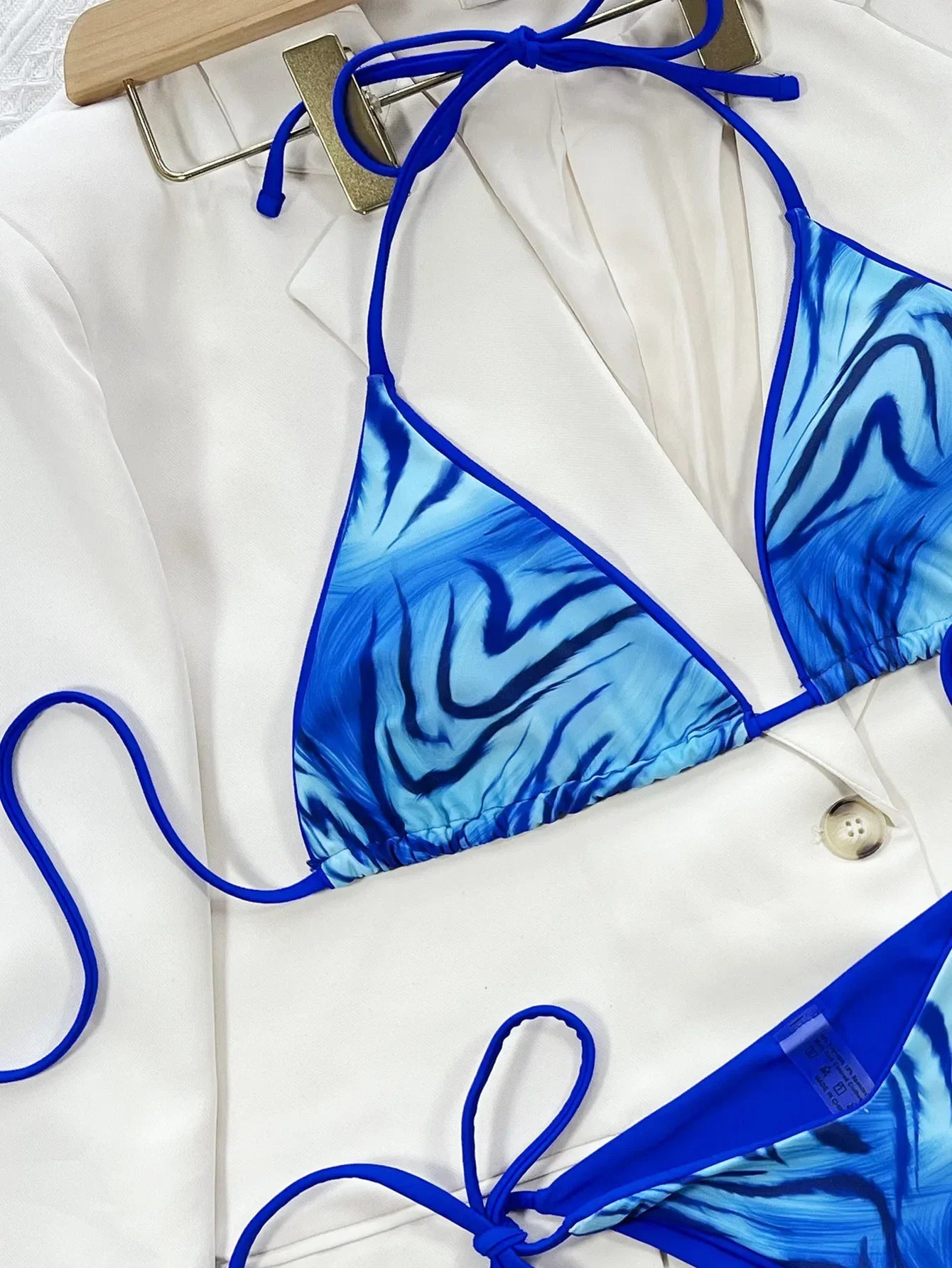 Bikini 2026 Sexy Tie Dye Print Triangle Blue Swimwear Swimsuit Women Halter Bikinis Set Bathing Suit Beach Bikini Female Tankini