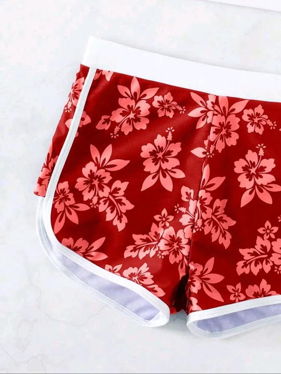 2026 Halter Sporty Bikinis Printed Swimsuit Women High Waist Shorts Swimwear Female Bathers Bathing Swimming Swim Suit Beachwear