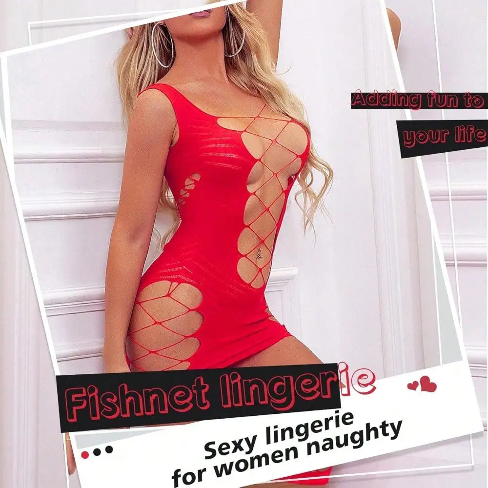 Local ShippingSexy Fishnet Bodysuit Lingerie Set Outfits Erotic Mesh Sheer  Lingerie For Women Naughty