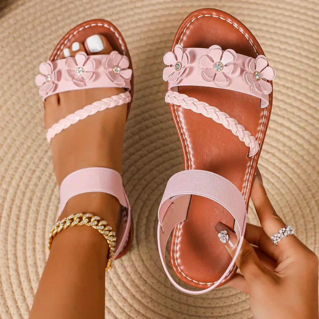Women's Sandals  New Summer Casual Open-toed Women's Flats Fashion Floral Design Casual Comfortable Women's Sandals