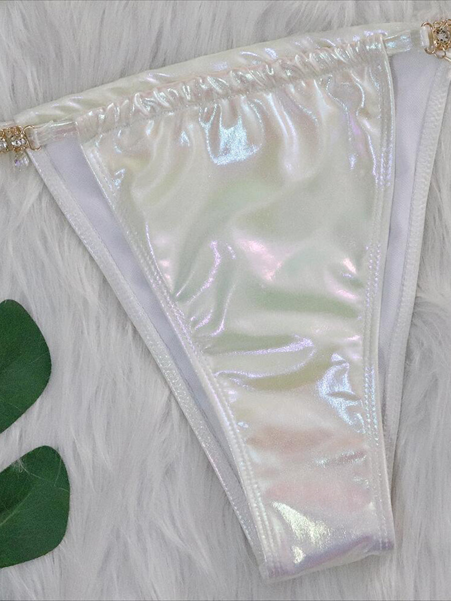 Wrap Around Halter Metal Chains Bikinis 2025 Diamond Bikini Women Swimsuit Female Swimwear Two Pieces Bikini set Bathing Suit