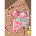 Printed Halter Bikini Female Swimsuit Women Swimwear Two-Pieces Bikini Set High Leg Cut Strappy Bather Bathing Suit Swim V8176
