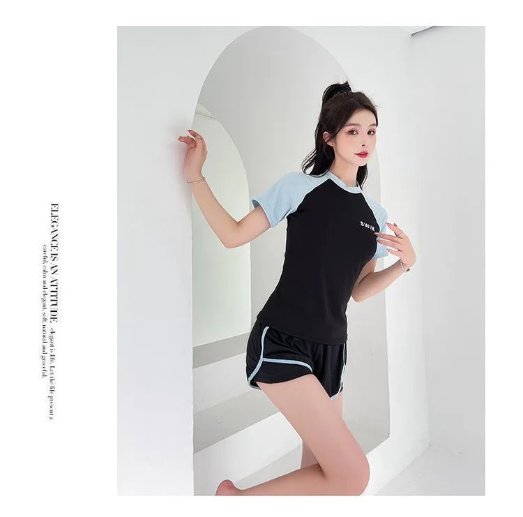 Swimsuit Women's Plus Size Two-piece Split Style Sports Style Conservative Slimming Hot Spring Ins Style Full Body Professional