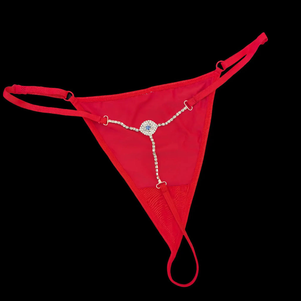 Rhinestones Metal Chain Sexy Women Panties Gem G String Girls Briefs Thong Lace Erotic Female Underwear Low Waist Intimates