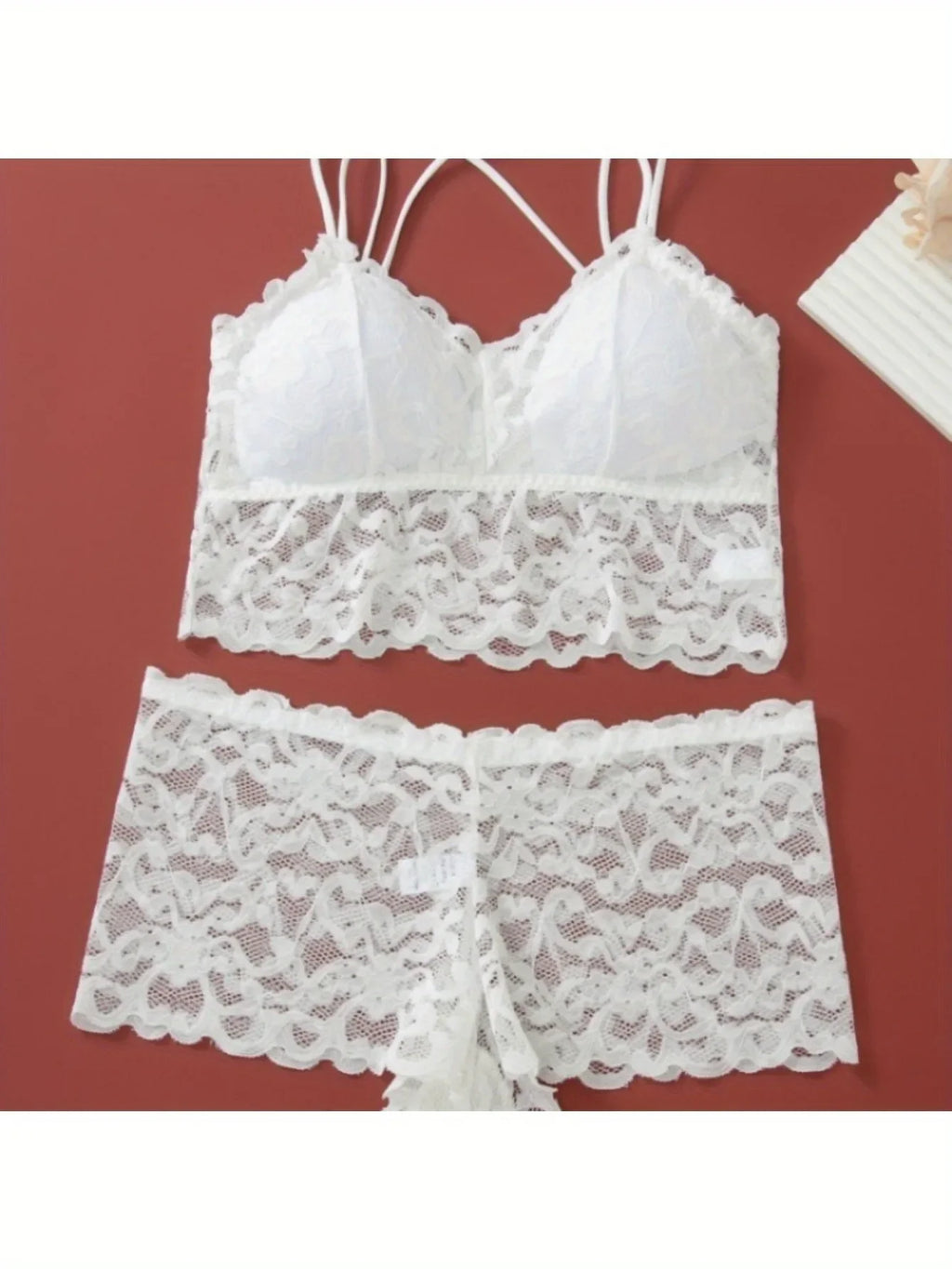 Women Lace Underwear Set Bralette Low Rise Panties Nonwire Padded Bra Solid Color Female Sexy Lingerie Comfort Intimates