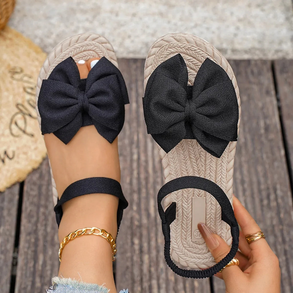 Flat Sandals Fashion Beach Slippers Outdoor Bow Tie Flat Shoes Home Women Anti-slip Trend Sandals Lightweight Sandals