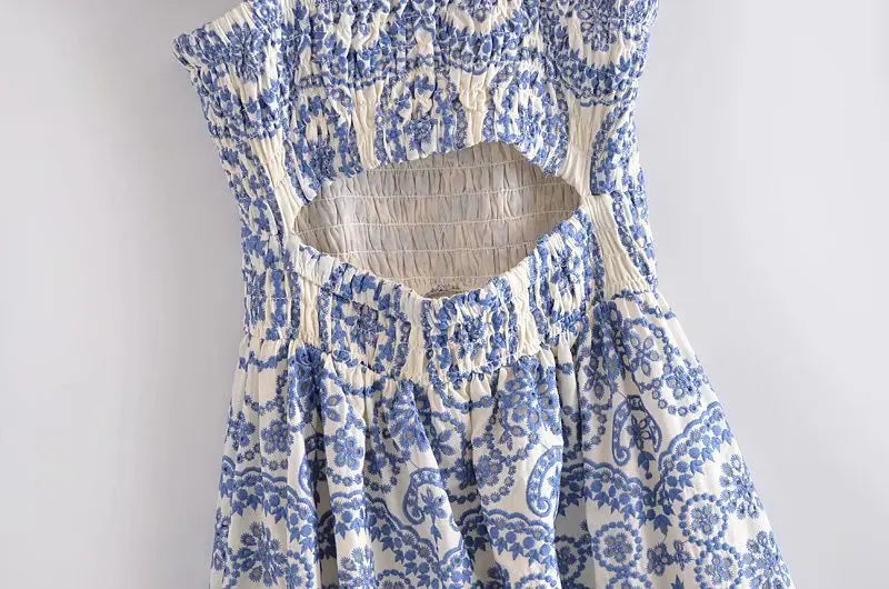 Blue Floral Embroidey Summer Beach Dress Women Casual Holiday Bohemian Dress Boho Sundress Maxi Long Vestidos Fashion Clothes
