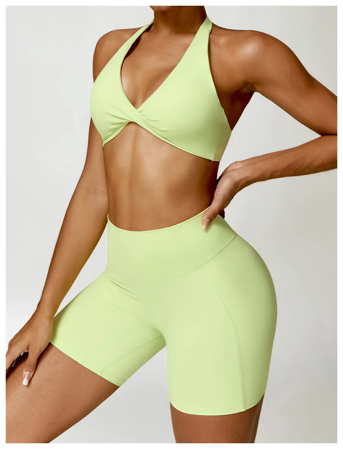 Women's Nylon Sports Bra Halter Sports Underwear Front Twist Naked Feel Sexy Yoga Gym Push Up Workout Padded Bralette Bathsuit
