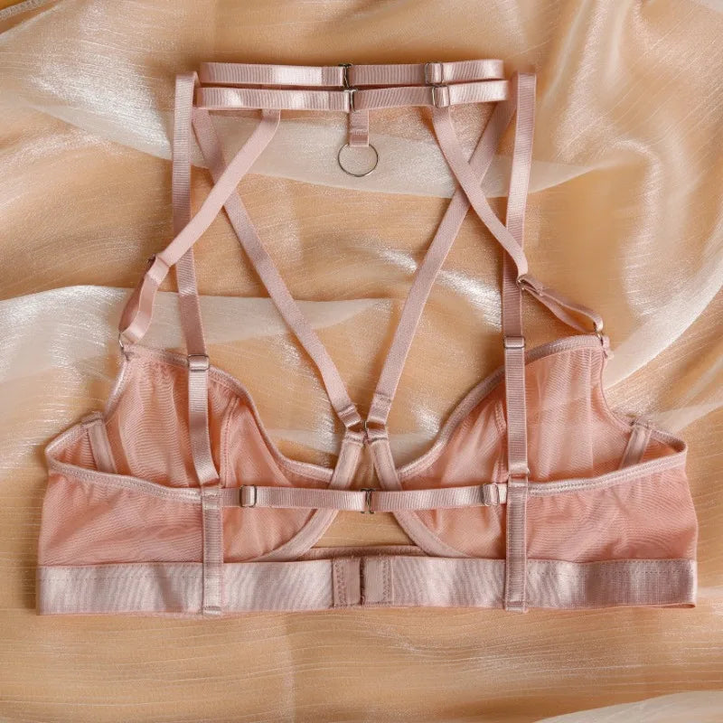 Toucheart Fantasia Lingeries Sexy Female Seamless Bra Kit Push Up Tulle Transparent Underwear Suspenders Complete Lace Bra Sets