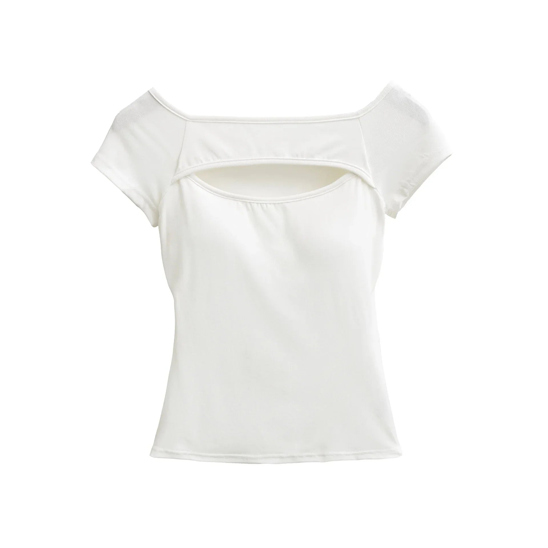 Korean Style Goddess Off-Shoulder Casual Elegant Sexy Hot Girl Top Women Hollow Out Short Sleeved Solid Color T-Shirt Charm 7O4B