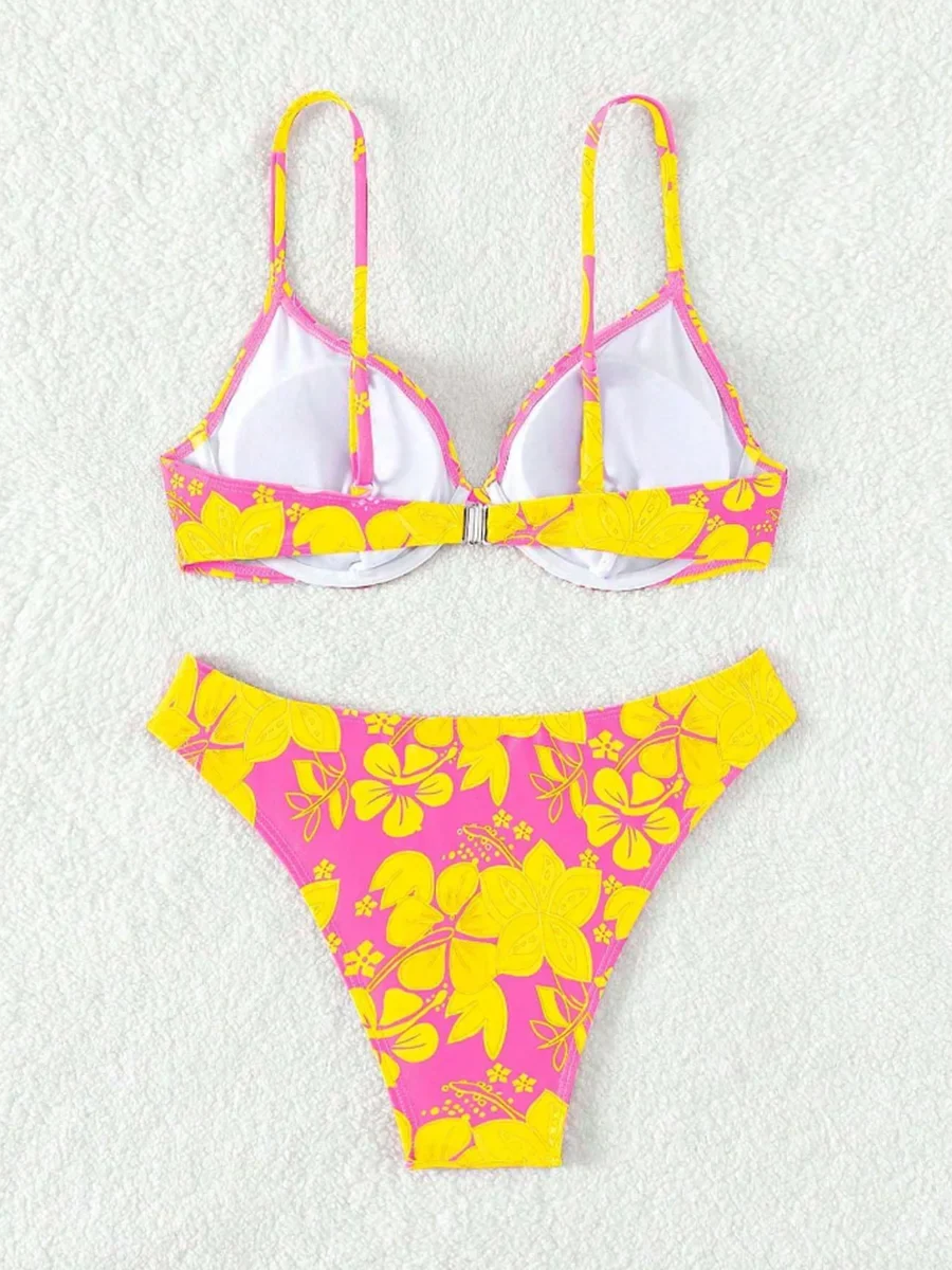Strappy Underwire Bikinis 2025 Printed Floral Swimwear Female Sexy Swimsuit Women Bathers Bathing Swimming Swim Suit Beachwear