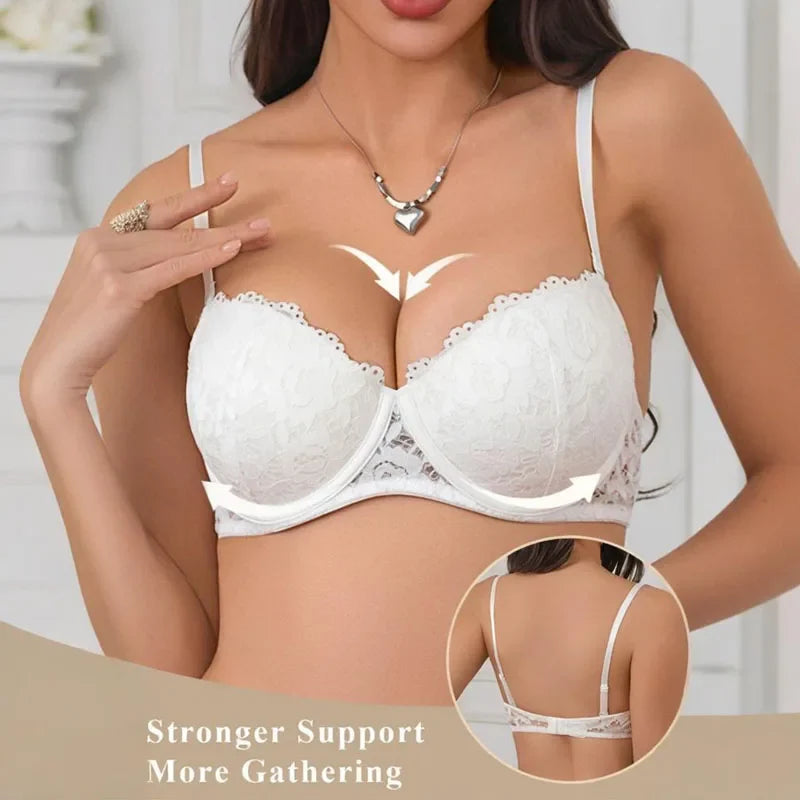 Women's Push Up Lace Bra Underwire Plunge Full Coverage Bras Sexy Plus Size Support Padding Bra