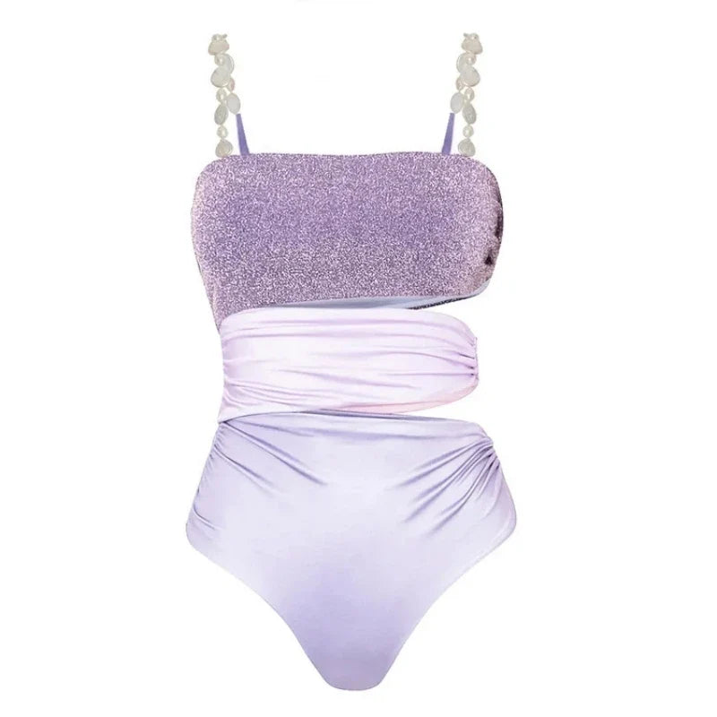 Hollowen One Piece Swimsuit with cover up Sexy Swimwear Women Off Shoulder Swim Suits Patchwork Bathsuit Belt Bodysuit Beachwear