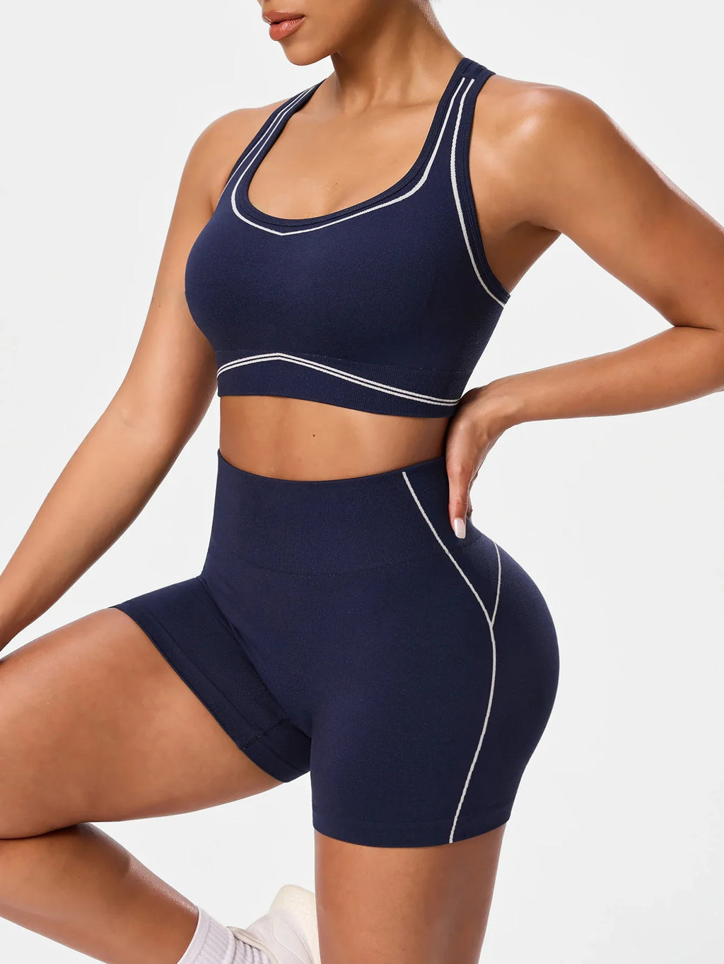 2pcs/sets Yoga Sport T-shirts Shorts Set Sportswear Woman Gym Seamless Workout Vest Shorts Leggings Activewear Women's Tracksuit