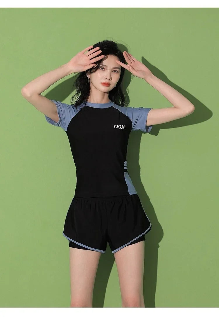 Swimsuit Women's Summer Split Casual Sports Plus Size Swimsuit Conservative Slimming Swimming Pool Swimming Equipment