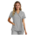 Top For Women Soft V Neck Open Front Scrub Tops Stretchy Short Sleeve Side Tie Shirts ropa de mujer